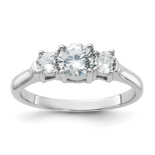 Rhodium-plated Three CZ Ring - WBC