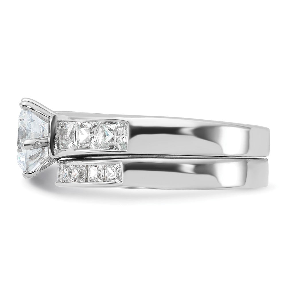 Rhodium-plated CZ 2 Piece Wedding Ring Set - WBC