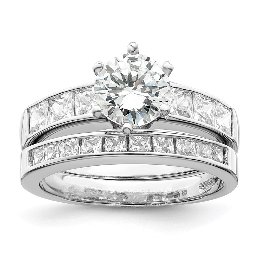 Rhodium-plated CZ 2 Piece Wedding Ring Set - WBC