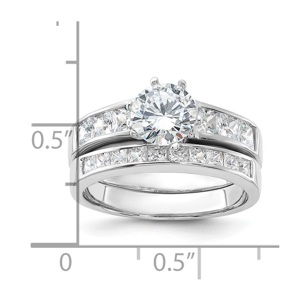 Rhodium-plated CZ 2 Piece Wedding Ring Set - WBC