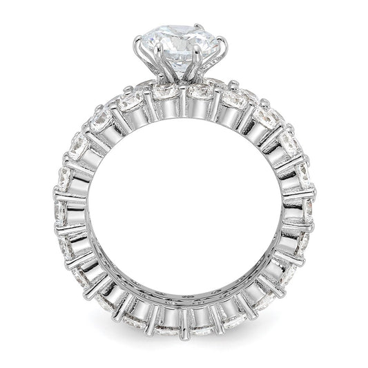 Rhodium-plated CZ 2 Piece Wedding Set Ring - WBC