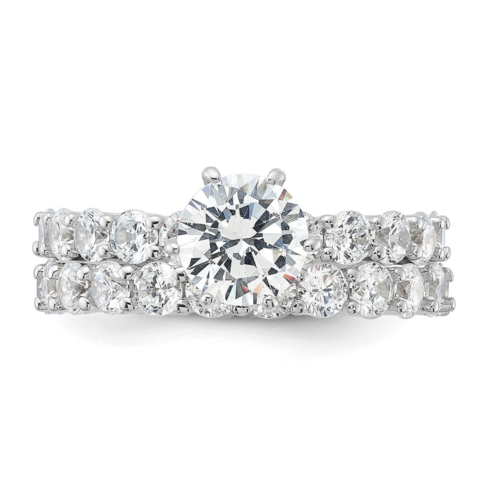 Rhodium-plated CZ 2 Piece Wedding Set Ring - WBC