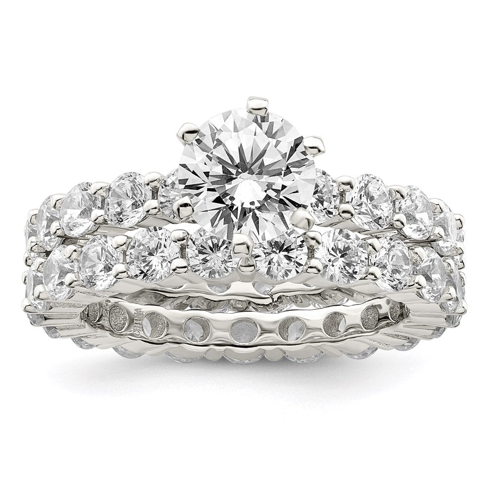 Rhodium-plated CZ 2 Piece Wedding Set Ring - WBC
