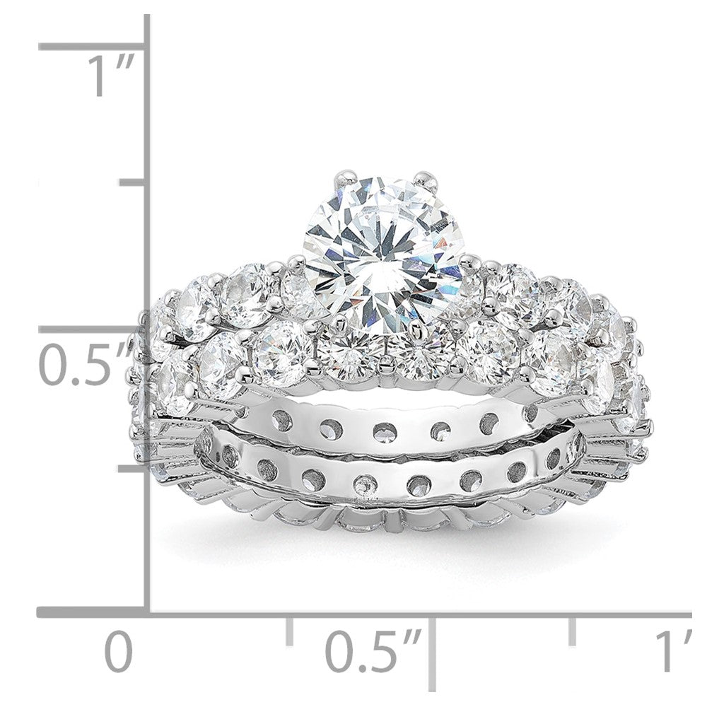 Rhodium-plated CZ 2 Piece Wedding Set Ring - WBC