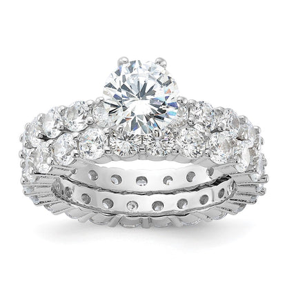 Rhodium-plated CZ 2 Piece Wedding Set Ring - WBC