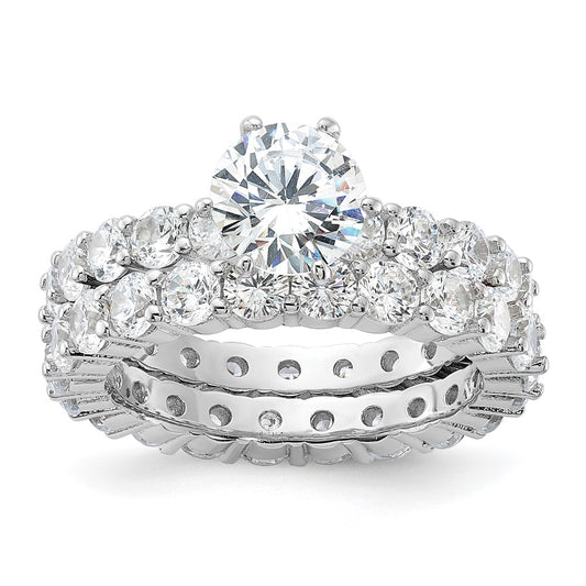 Rhodium-plated CZ 2 Piece Wedding Set Ring - WBC