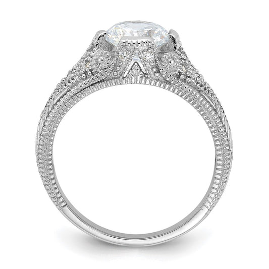 Rhodium-plated CZ Antique Style Ring - WBC