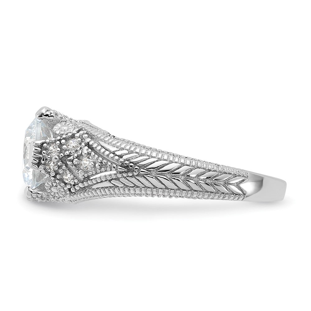 Rhodium-plated CZ Antique Style Ring - WBC