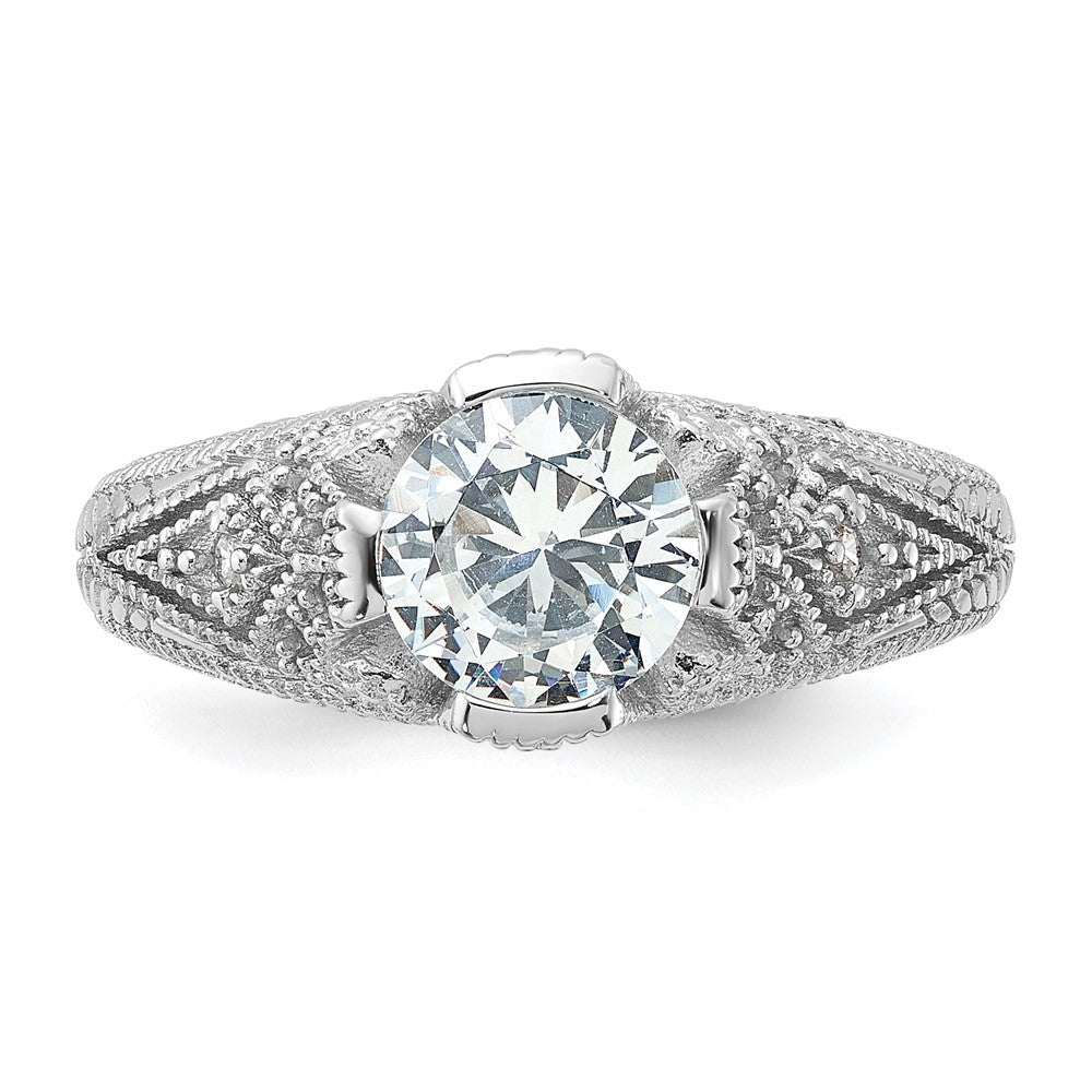 Rhodium-plated CZ Antique Style Ring - WBC