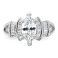 Rhodium-plated Marquise Shape Center CZ Ring - WBC