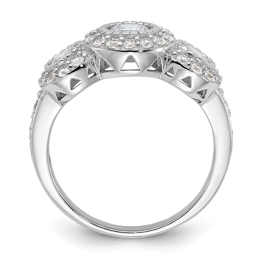 Rhodium-plated CZ 3-stone Ring - WBC