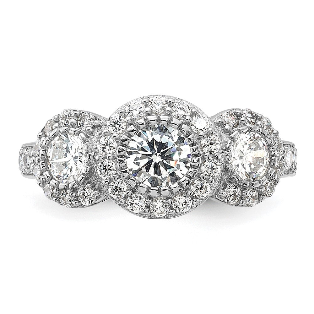 Rhodium-plated CZ 3-stone Ring - WBC