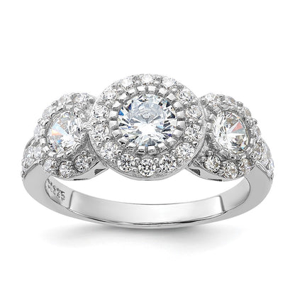 Rhodium-plated CZ 3-stone Ring - WBC