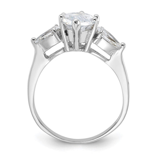 Rhodium-plated Marquise Center CZ Ring - WBC