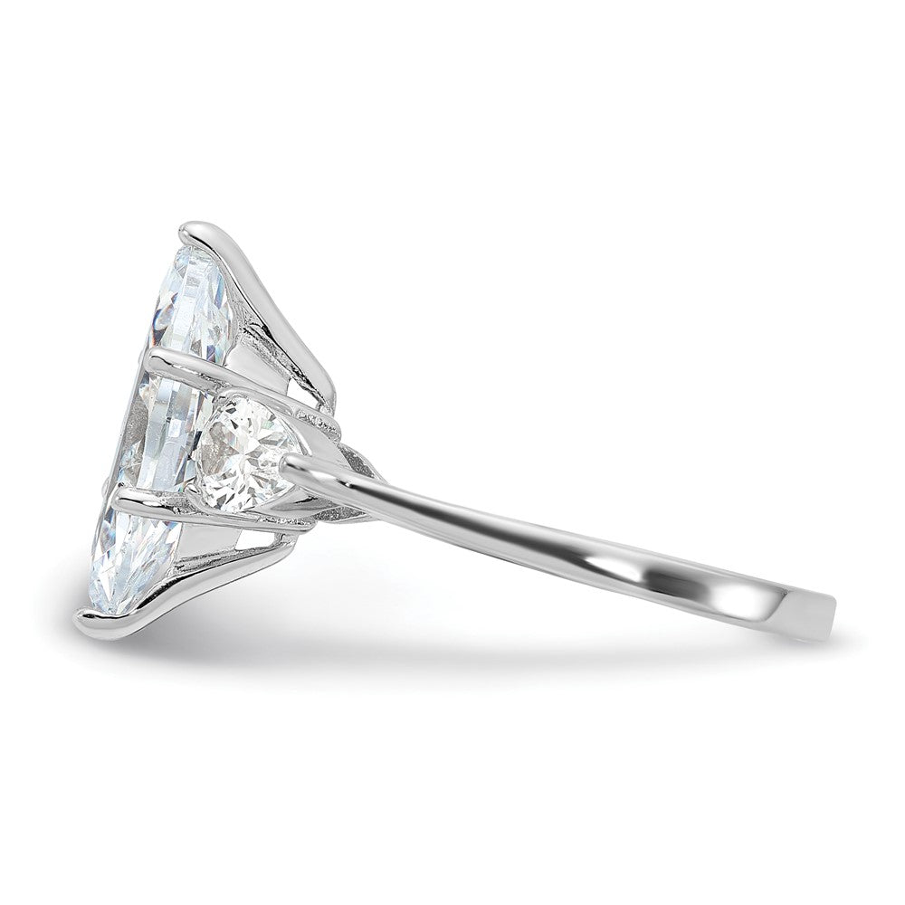 Rhodium-plated Marquise Center CZ Ring - WBC