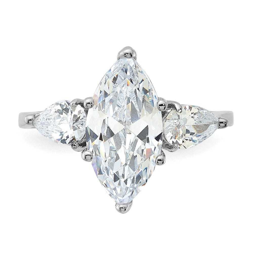 Rhodium-plated Marquise Center CZ Ring - WBC