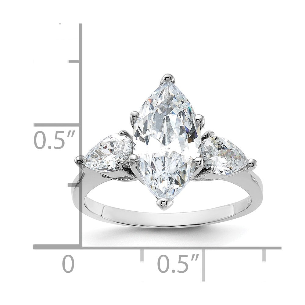 Rhodium-plated Marquise Center CZ Ring - WBC