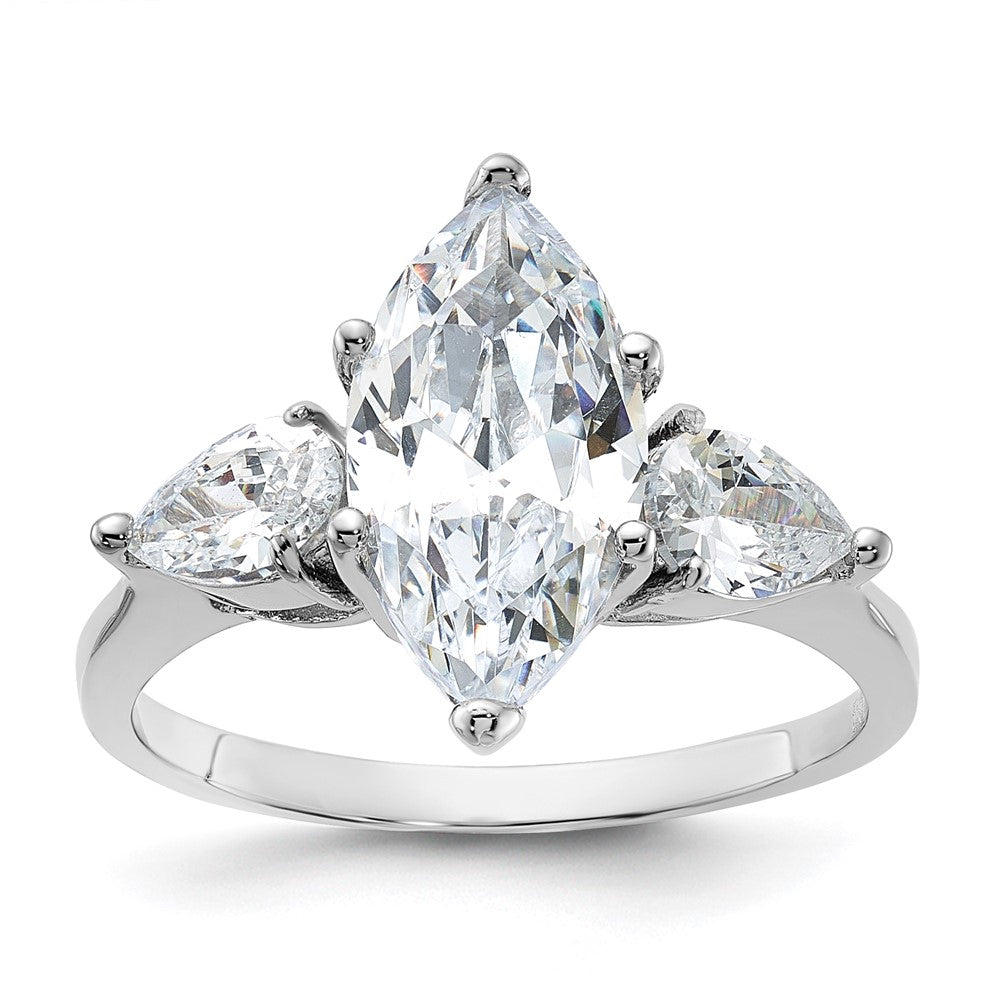 Rhodium-plated Marquise Center CZ Ring - WBC