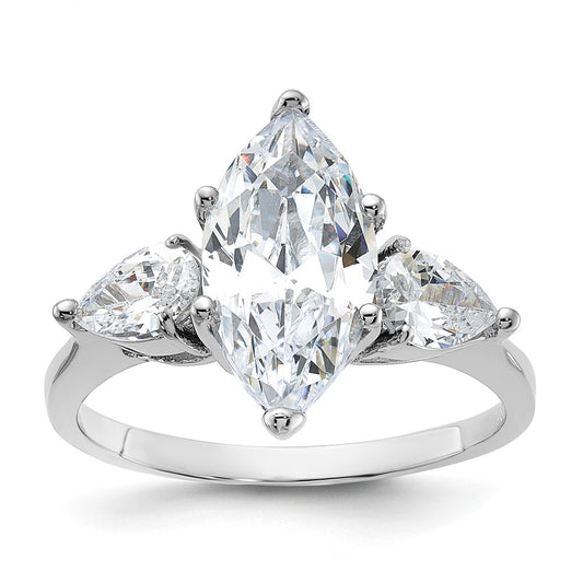 Rhodium-plated Marquise Center CZ Ring - WBC