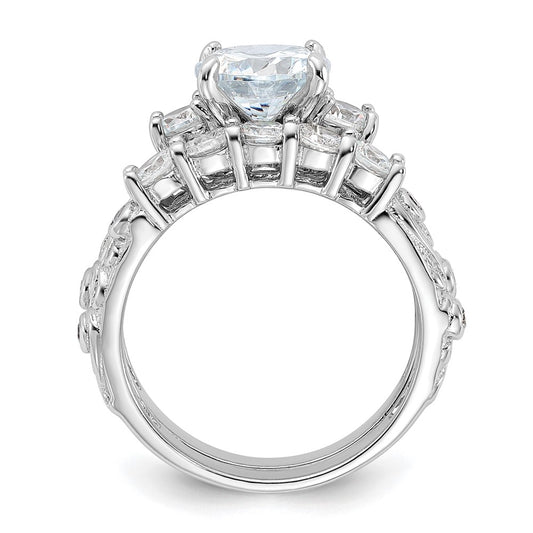Rhodium-plated 2-piece CZ Wedding Ring - WBC