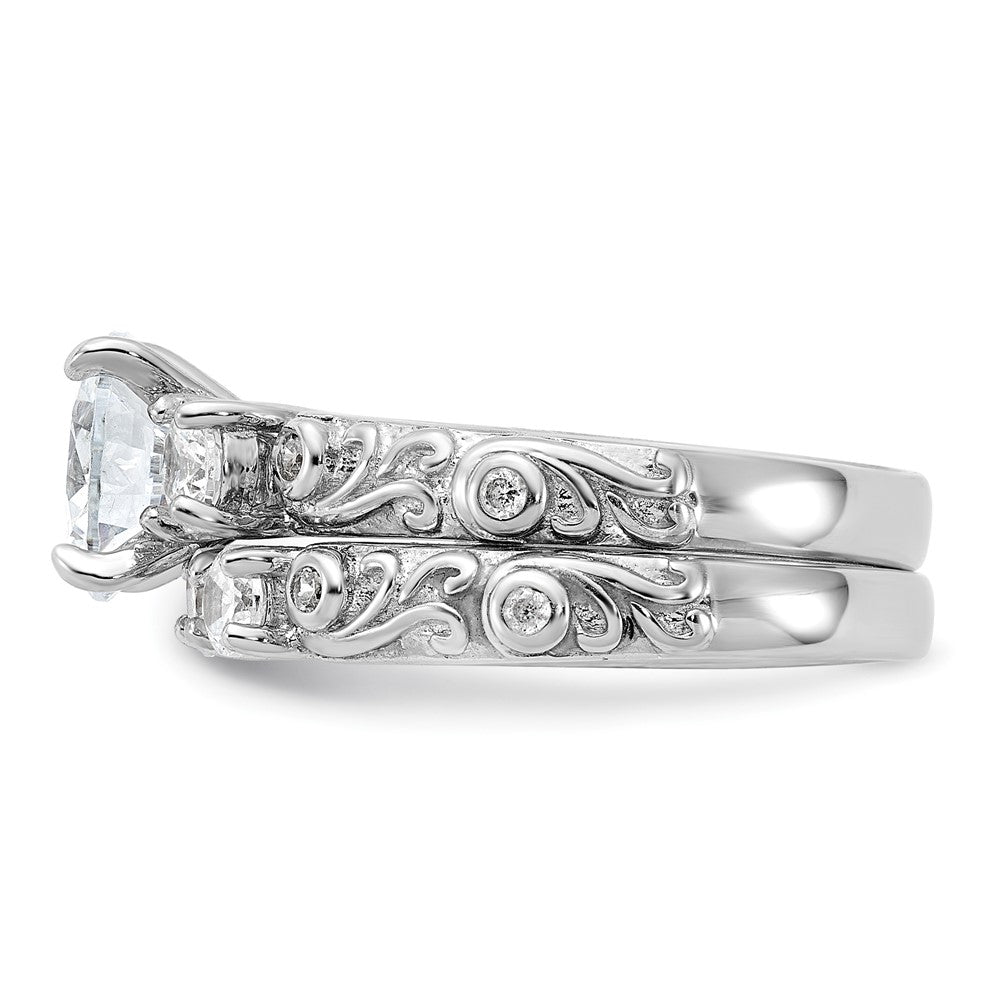 Rhodium-plated 2-piece CZ Wedding Ring - WBC