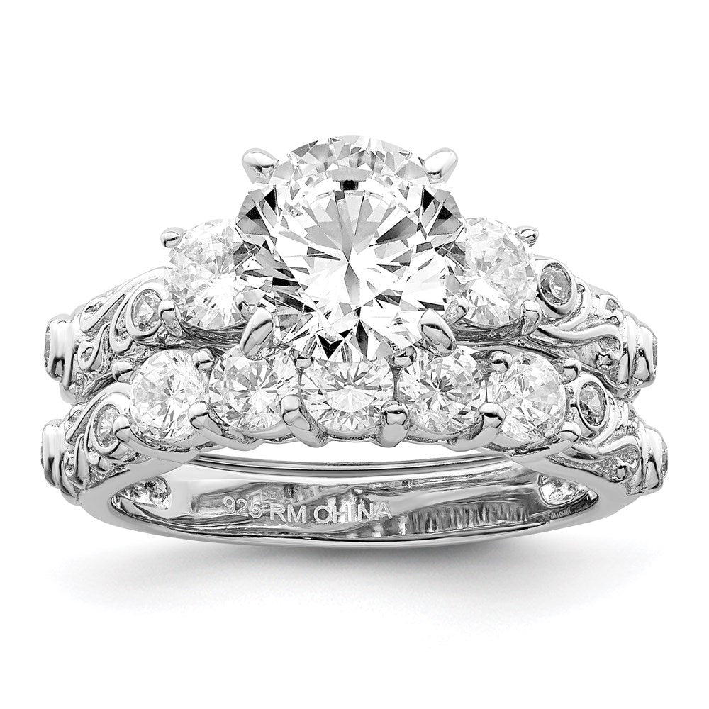 Rhodium-plated 2-piece CZ Wedding Ring - WBC