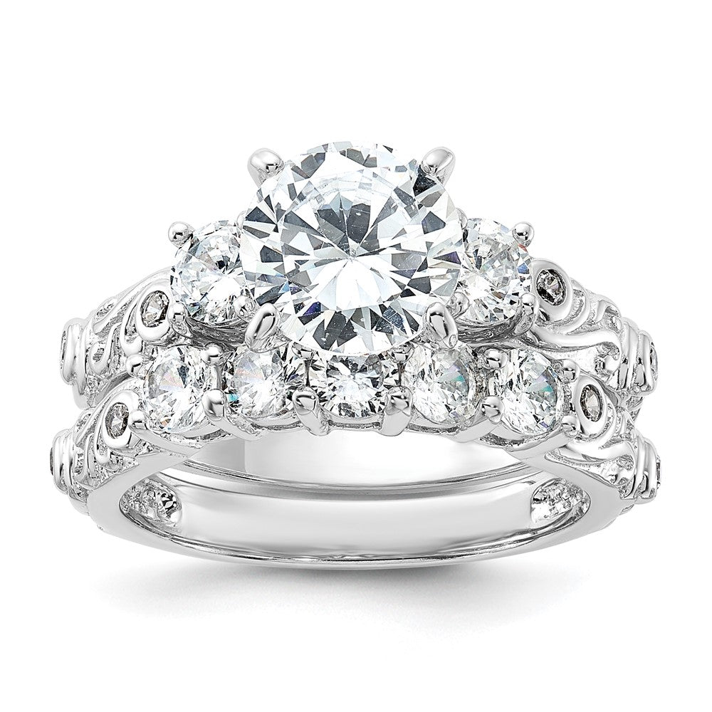 Rhodium-plated 2-piece CZ Wedding Ring - WBC