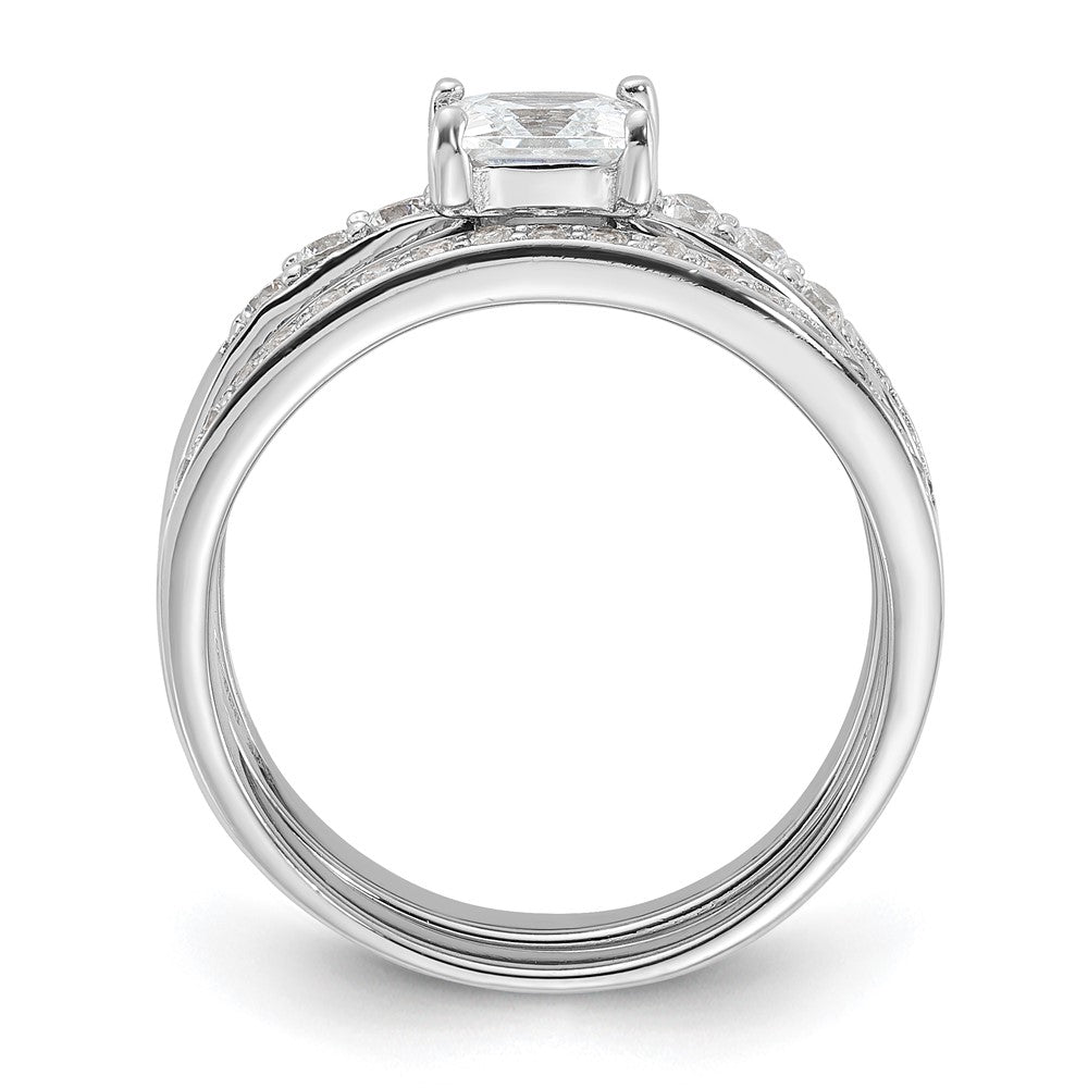 Rhodium-plated CZ 3 Piece Wedding Set Ring - WBC
