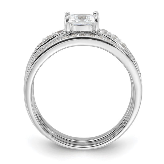 Rhodium-plated CZ 3 Piece Wedding Set Ring - WBC