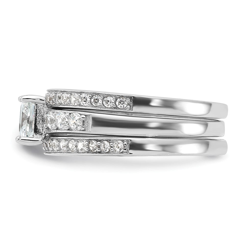 Rhodium-plated CZ 3 Piece Wedding Set Ring - WBC