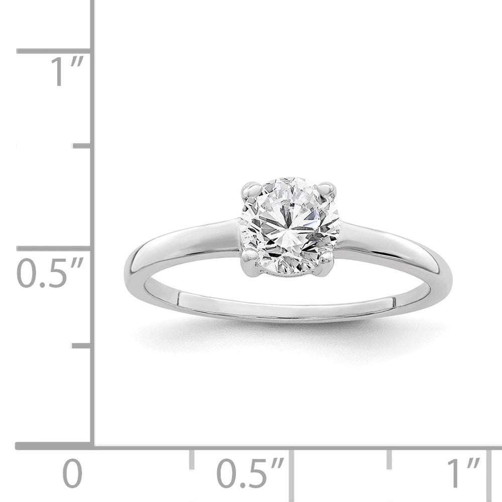 Rhodium-plated Solitaire Round CZ Ring - WBC