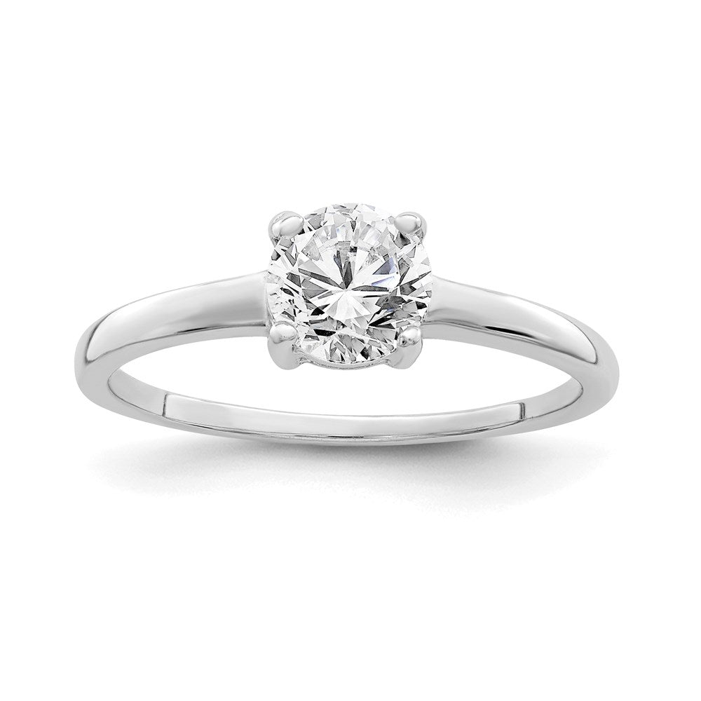Rhodium-plated Solitaire Round CZ Ring - WBC