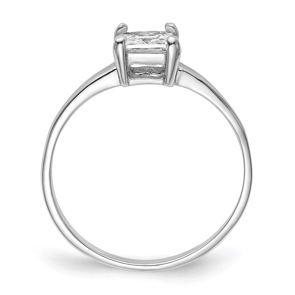 Rhodium-plated Solitaire Princess CZ Ring - WBC