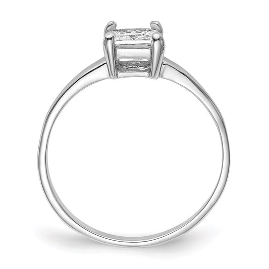 Rhodium-plated Solitaire Princess CZ Ring - WBC