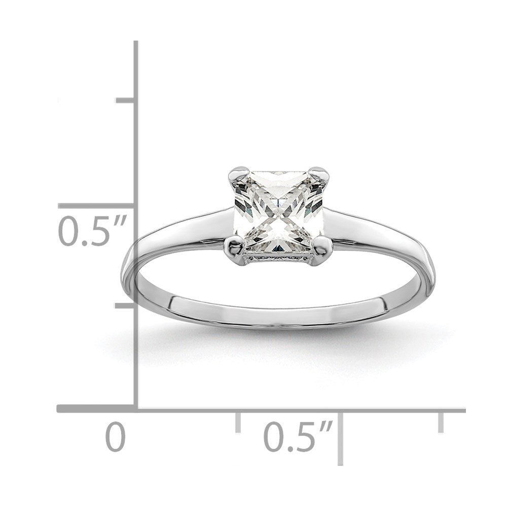 Rhodium-plated Solitaire Princess CZ Ring - WBC