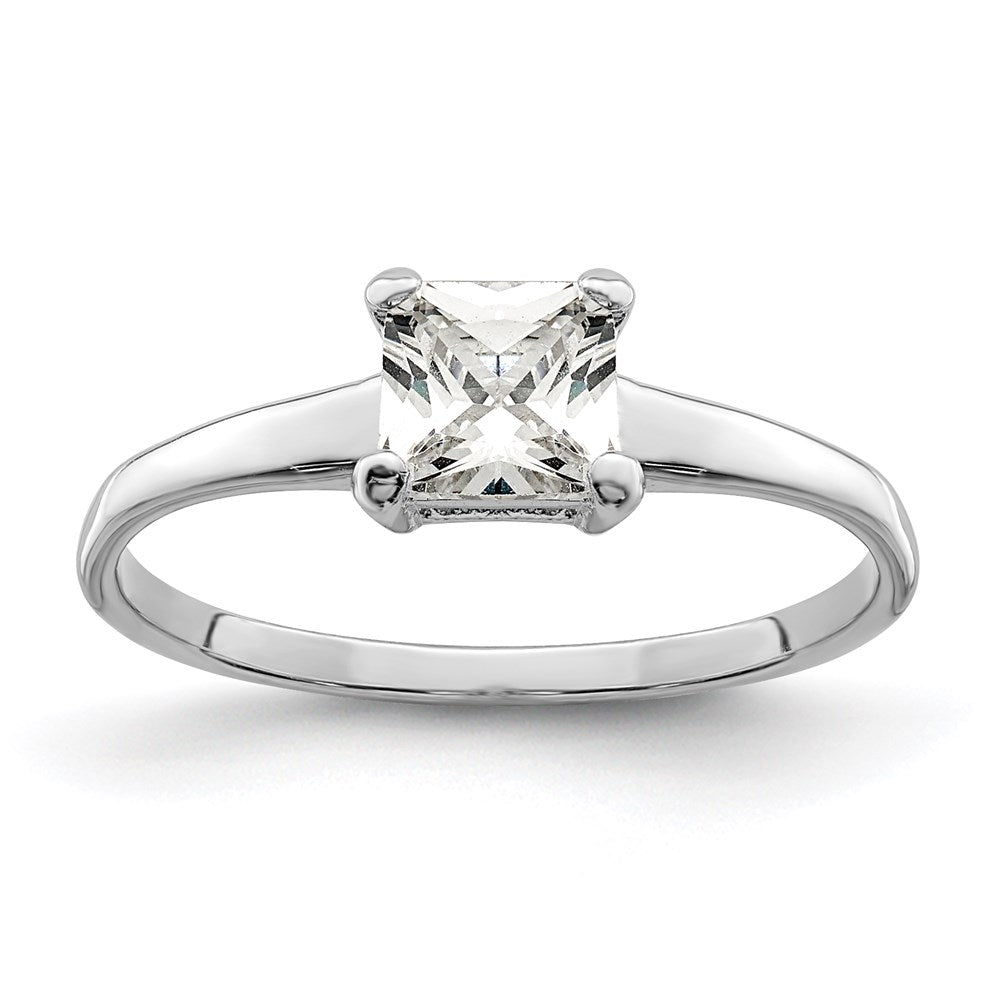 Rhodium-plated Solitaire Princess CZ Ring - WBC