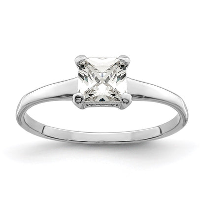 Rhodium-plated Solitaire Princess CZ Ring - WBC
