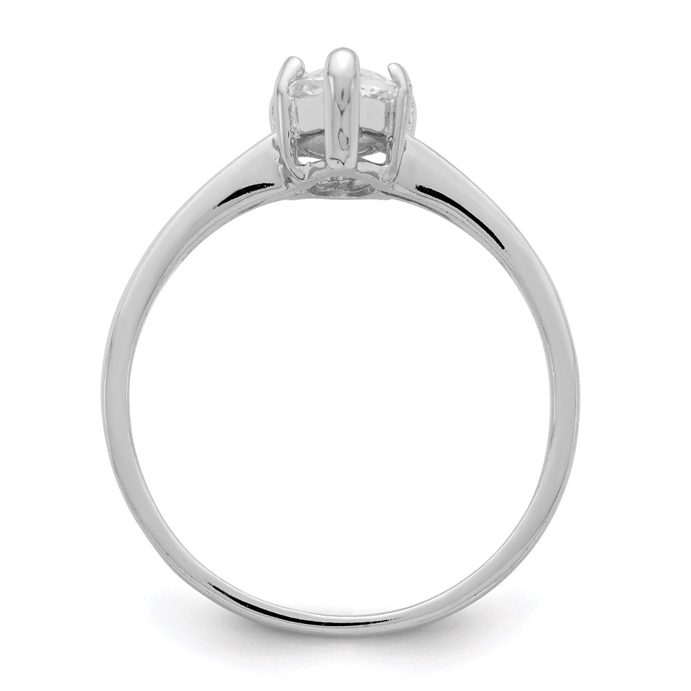 Rhodium-plated Solitaire Marquise CZ Ring - WBC