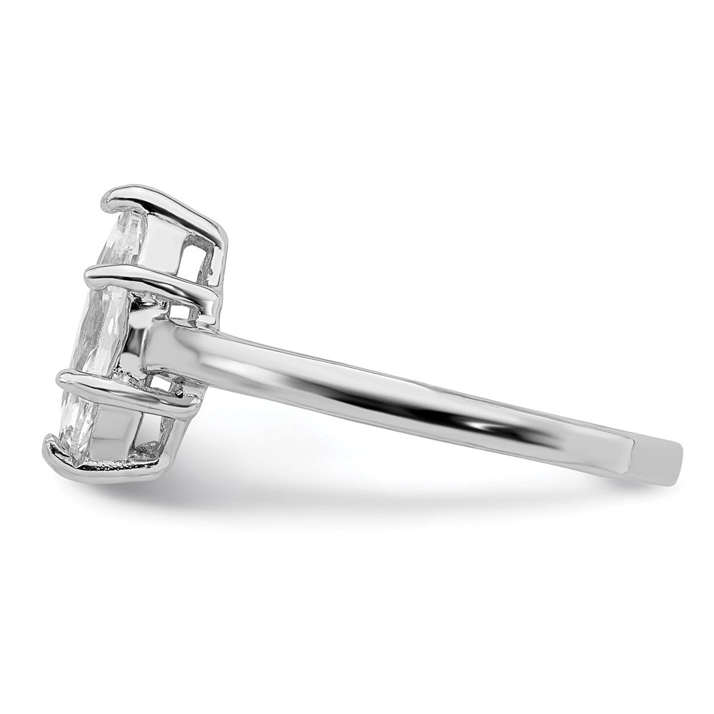 Rhodium-plated Solitaire Marquise CZ Ring - WBC