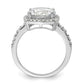Rhodium-plated Polished CZ Square Halo Ring - WBC