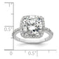 Rhodium-plated Polished CZ Square Halo Ring - WBC