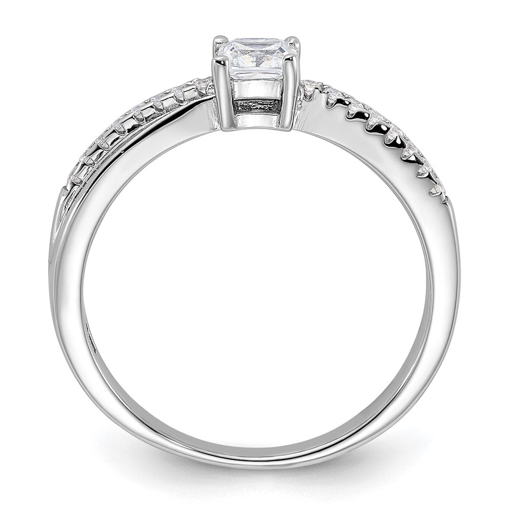Rhodium-plated Polished & CZ Ring - WBC
