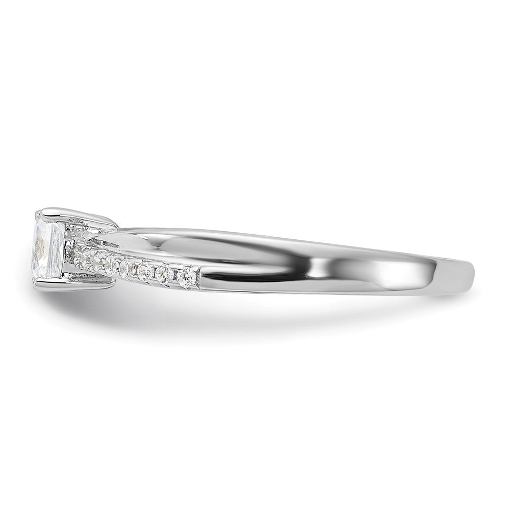 Rhodium-plated Polished & CZ Ring - WBC