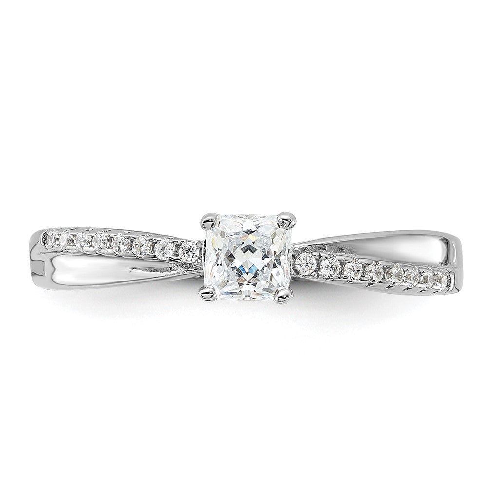 Rhodium-plated Polished & CZ Ring - WBC