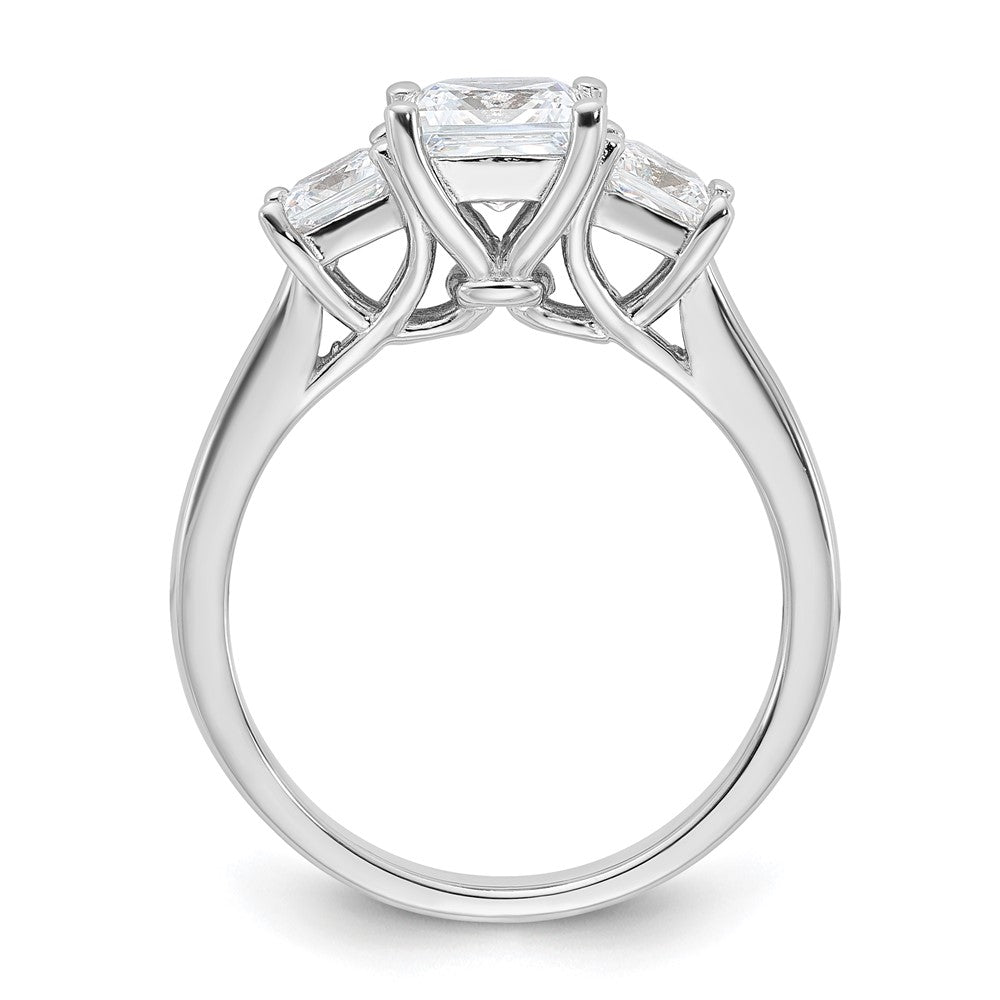 Rhodium-plated & CZ 3 Stone Ring - WBC