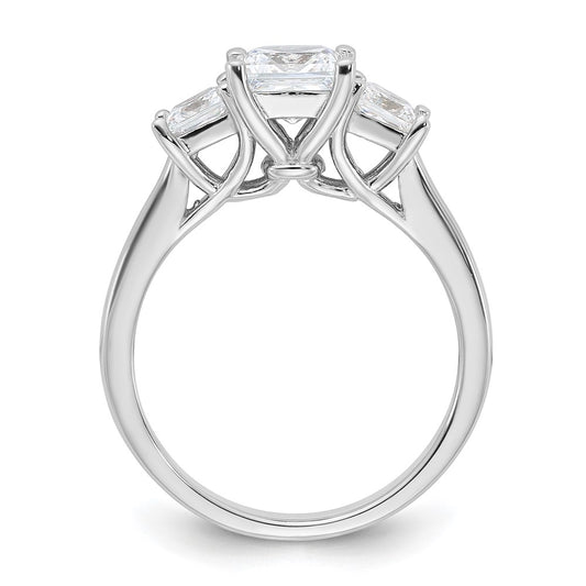 Rhodium-plated & CZ 3 Stone Ring - WBC