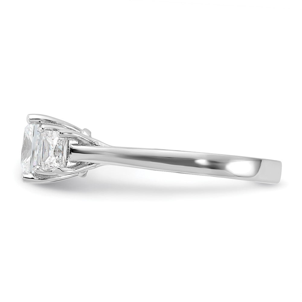 Rhodium-plated & CZ 3 Stone Ring - WBC