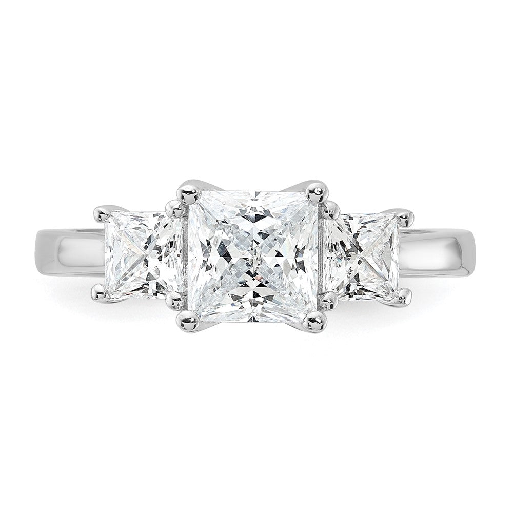 Rhodium-plated & CZ 3 Stone Ring - WBC