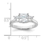 Rhodium-plated & CZ 3 Stone Ring - WBC