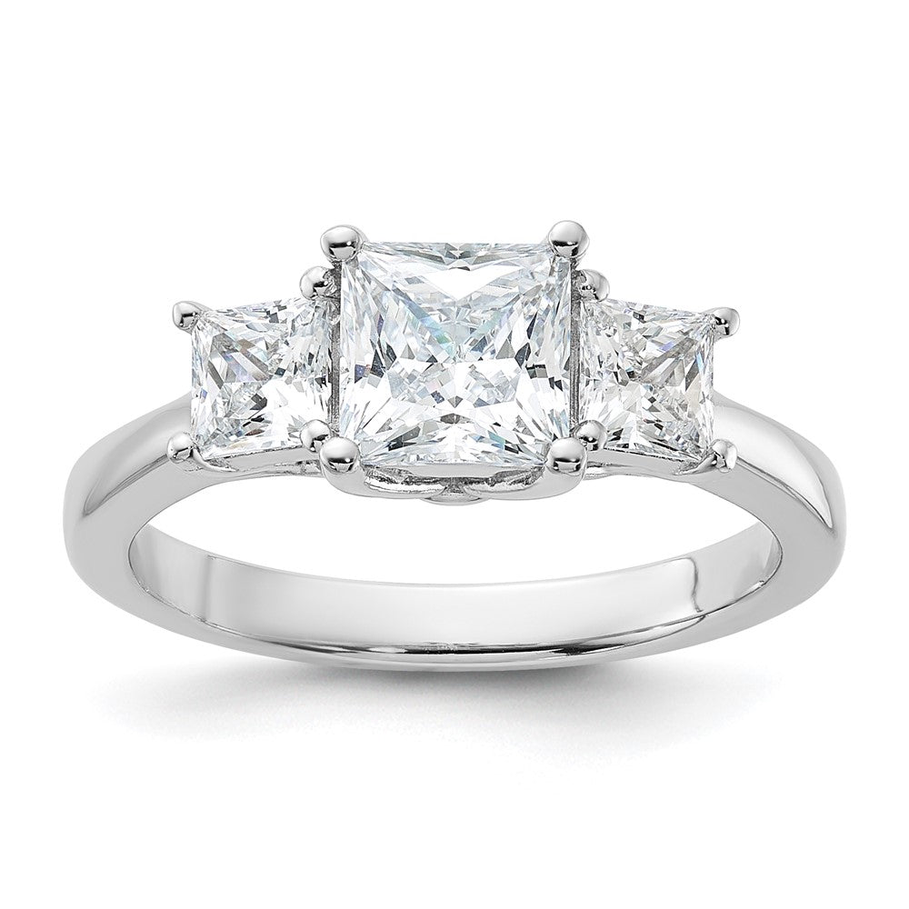 Rhodium-plated & CZ 3 Stone Ring - WBC